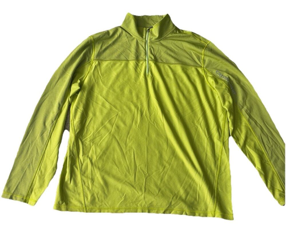 Calvin Klein Men's L/S 1/4 Zip Texture Blocking Knit Pullover Neon Green XXL